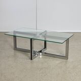 Sculpted Chrome Base Coffee Table with Glass Top