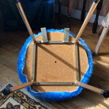 Chaise moumoute 70´s pelfran bleu ciel