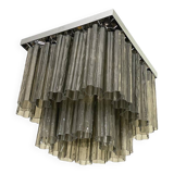 Contemporary Grey "Tronchi" in Venini Style Murano Glass Sputnik Squared Flush Mount