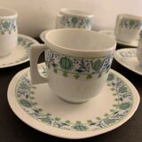 10 cups and 10 saucers in fine porcelain bernardaud cie, limoges for christofle, model eridan