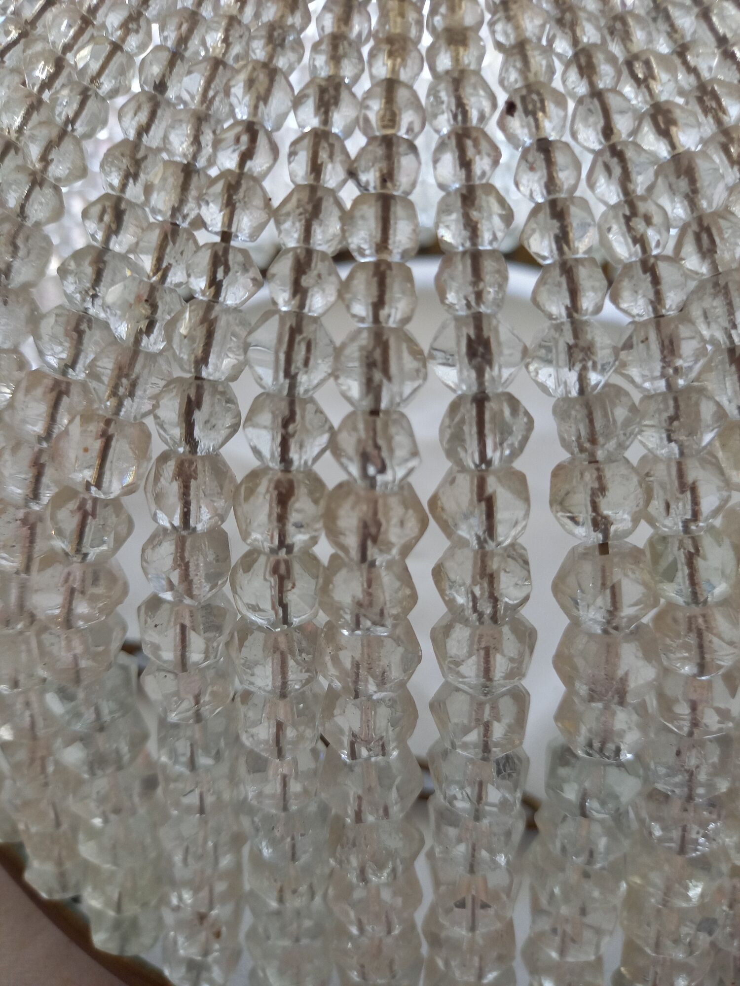 Ceiling lamps gilded brass basket and glass bead tassels