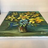 Painting bouquet of flowers oil on canvas signed