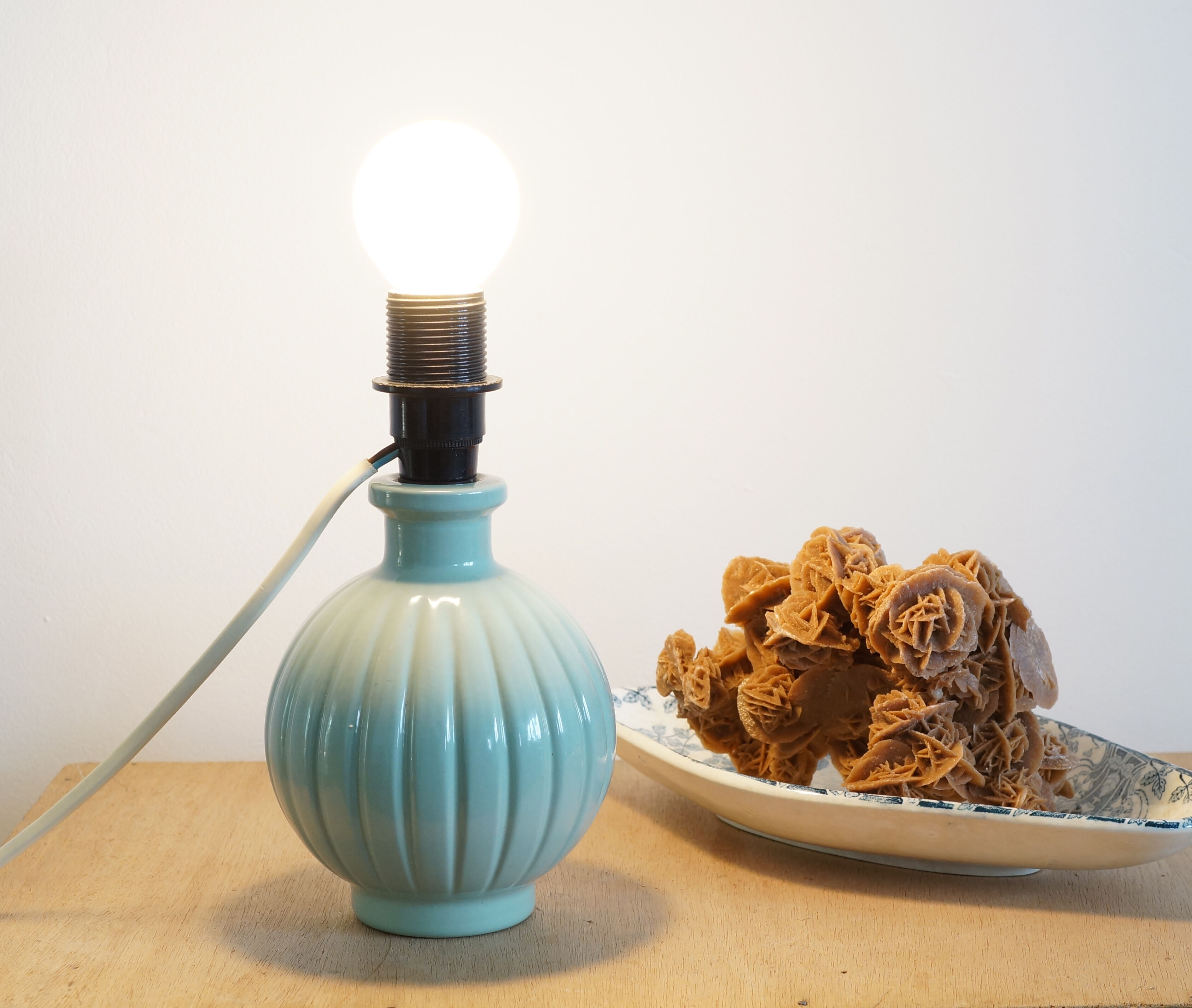 Lamp foot, old painted glass bottle