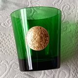 4 green dubonnet byrrh glasses with medallion of the kings of france