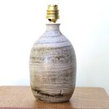 Ceramic lamp, raffia lampshade, 60s