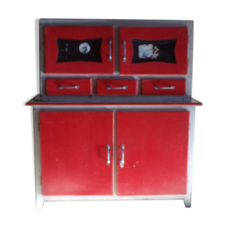 Red and white wooden buffet
