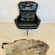 Vintage Danish swivel chair in black leather by Bramin