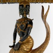 Sculptural Lamp in Bronze with double green and gold patina, Suvannamaccha