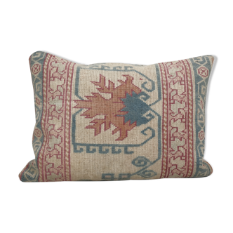 18" x 24" Oushak Rug Lumbar Pillow, Ethnic Pillow Cover, Vintage Traditional Carpet Pillow