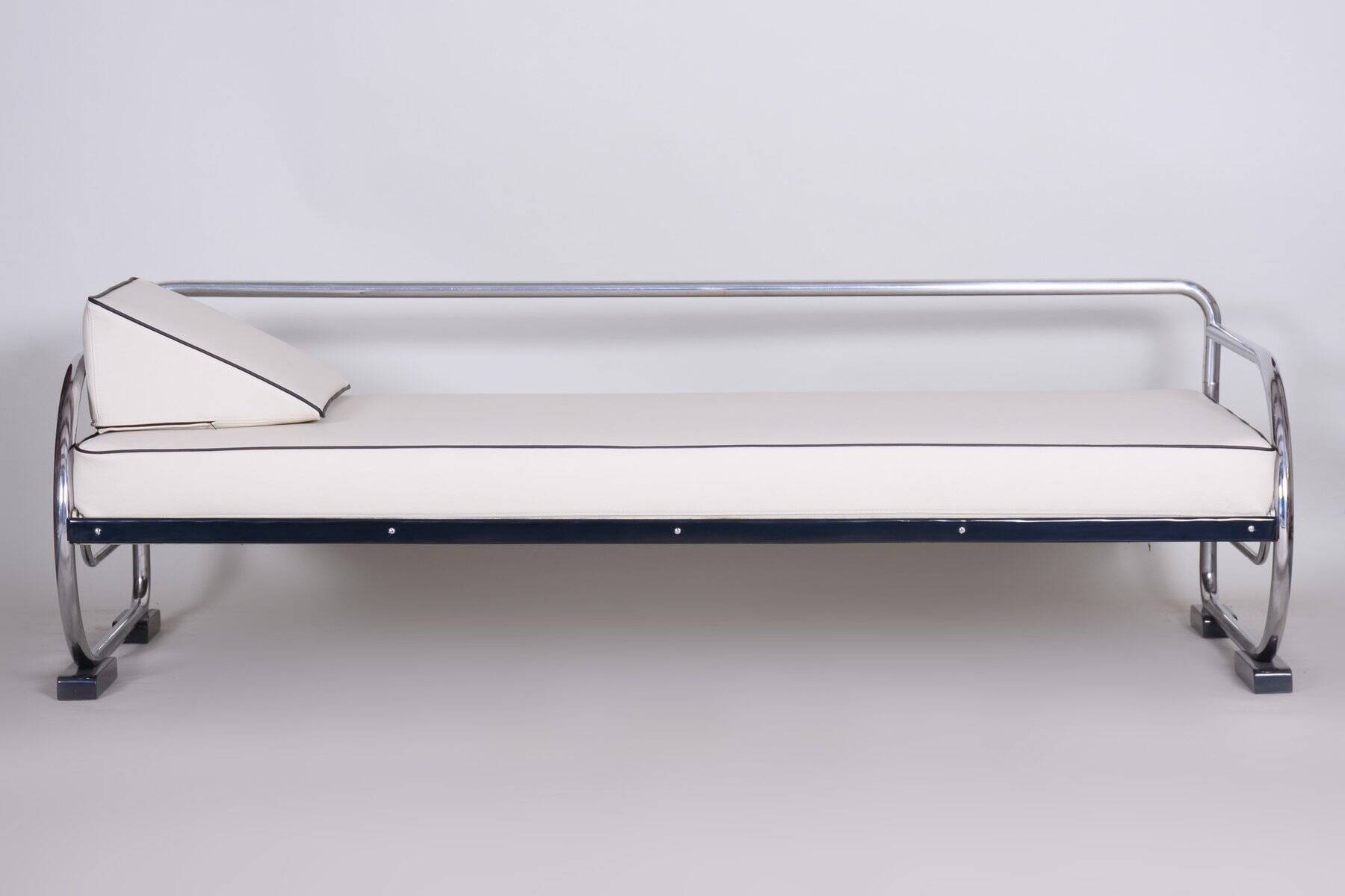 Bauhaus Sofa in Chrome, Steel, Leather by R. Slezák for Slezak Factories, Czech, 1930s