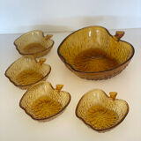 Service à dessert en verre ambré forme pomme fabriqué en Italie