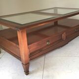 Coffee table with cherry drawers and beveled glass