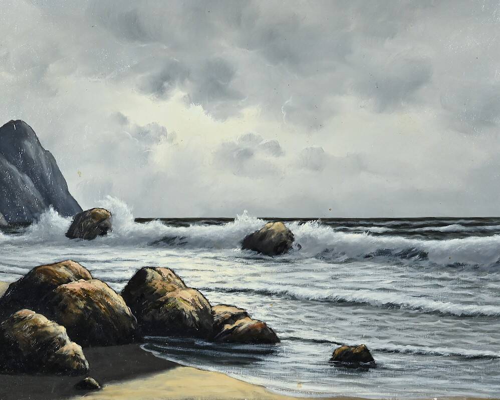 Grande Huile sur Toile Marine signée F. Carbu – XXe