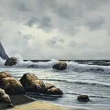 Large Oil on Marine Canvas signed F. Carbu – 20th