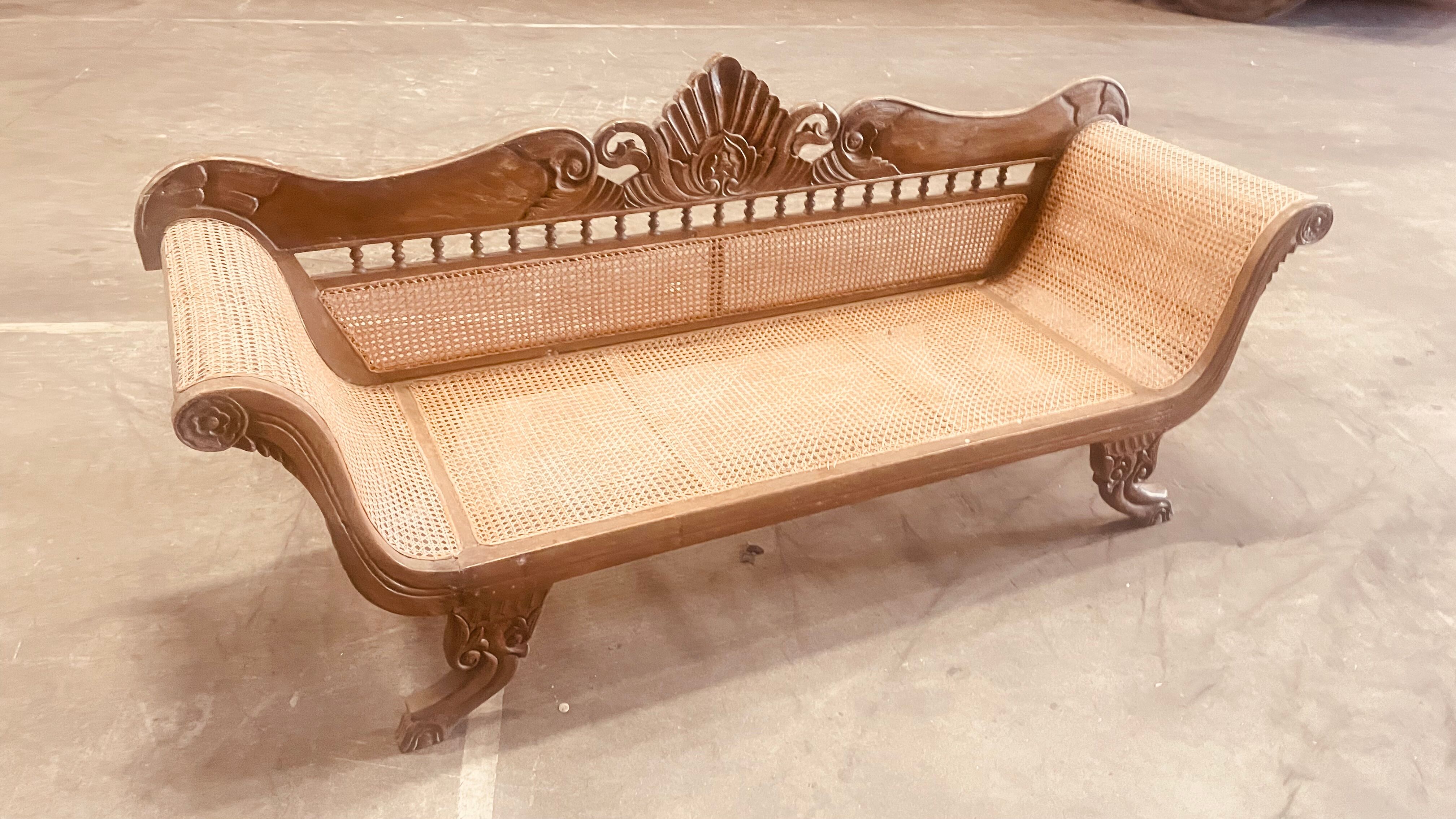 Antique rattan bench