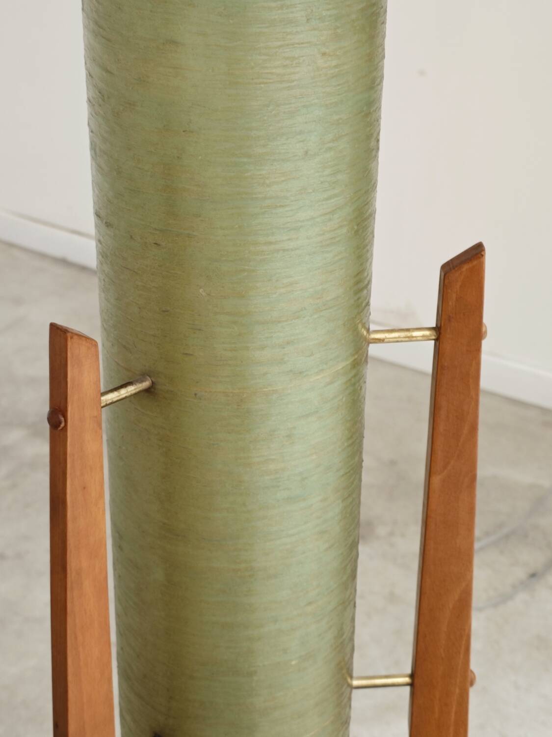 Rocket green floor lamp by Novoplast fiber and wood 1960