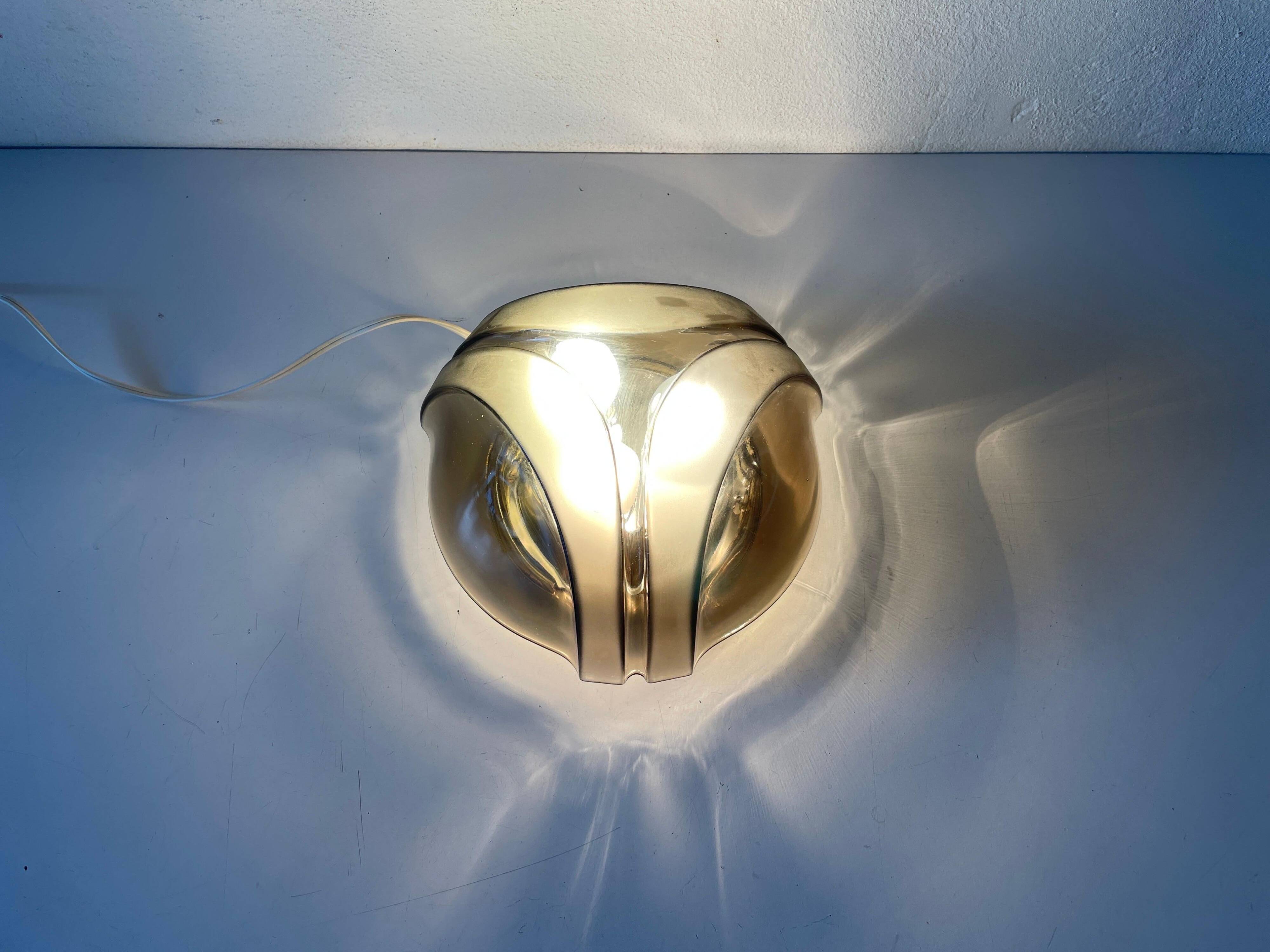 Wall lamp or flush mount in the shape of a dome by Hoffmeister Leuchten, 1960s, Germany.