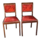 1890/1930 Pair of red velvet chairs / beech
