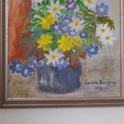 Huile sur toile originale suédoise – « Vase de fleurs » par Carola Bergling