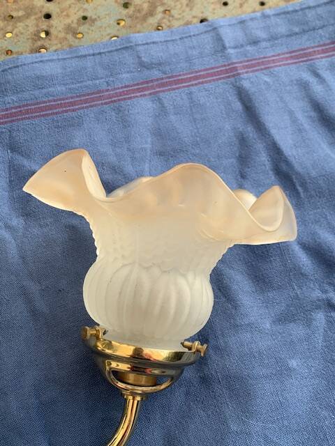 Wall light, art deco style, tulip globe in beige frosted glass