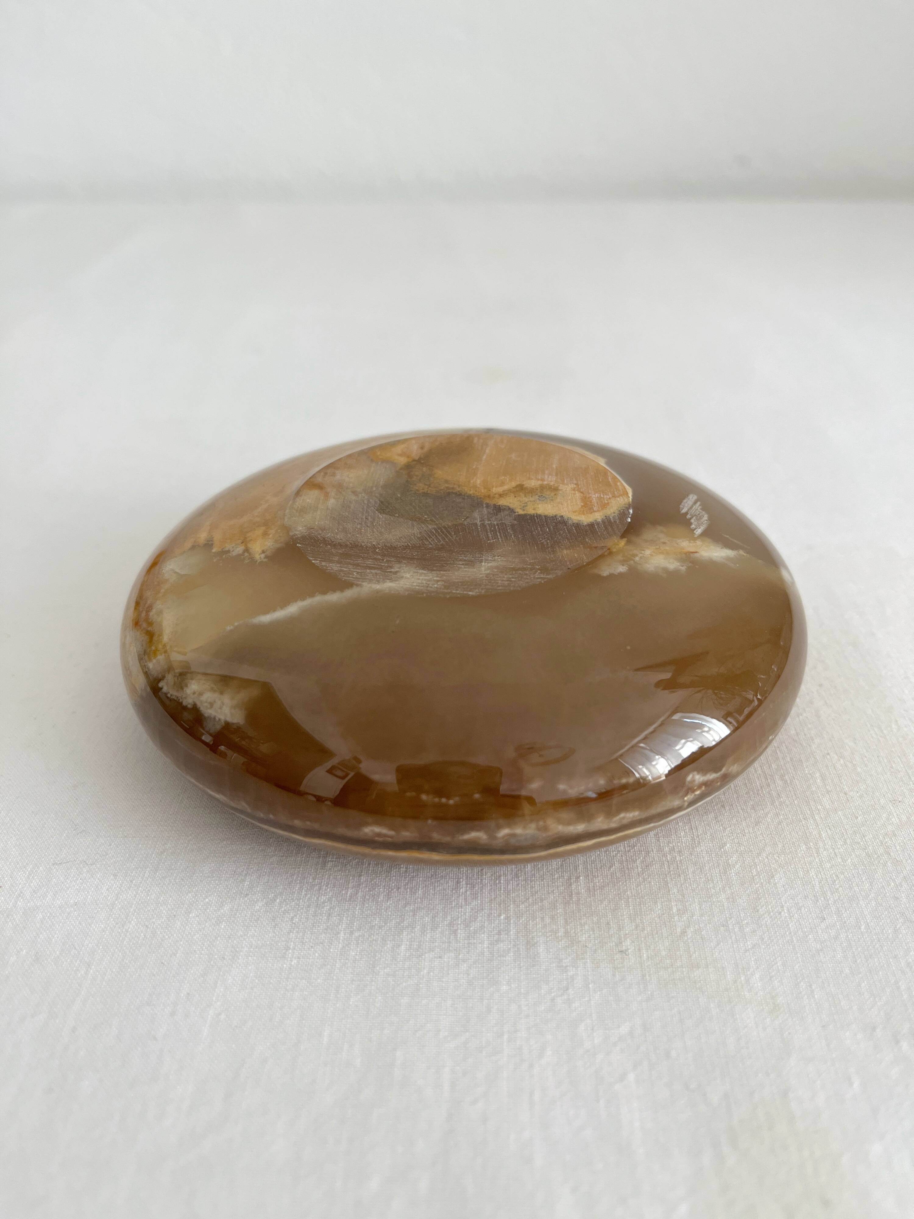 Vintage round alabaster or onyx ashtray