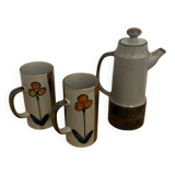 Cafetière et tasses en grès