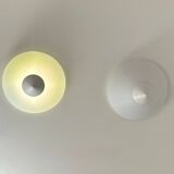 Pair of vintage Limburg wall lights, metal and opaline, Germany 1970