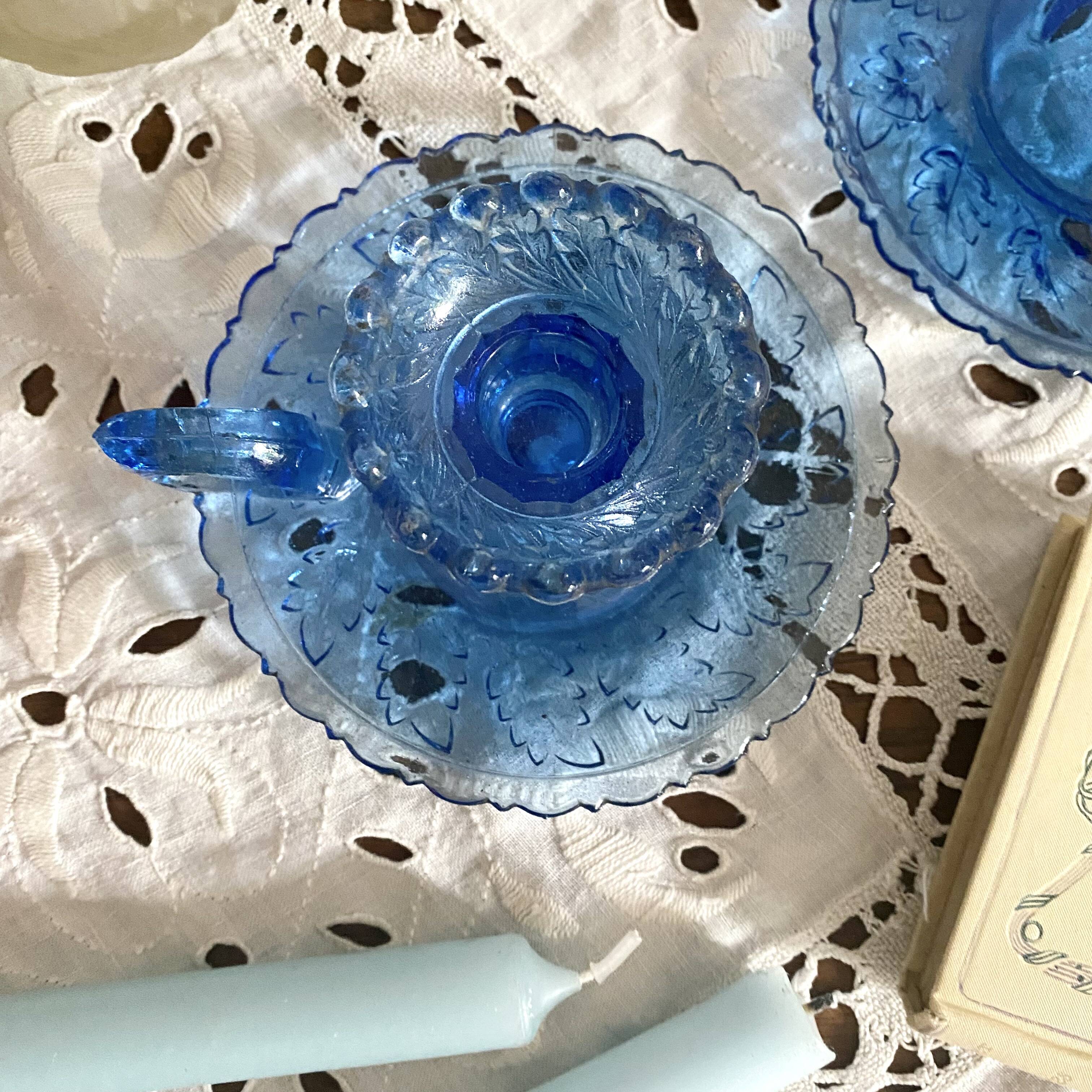 Pair of glass candlesticks