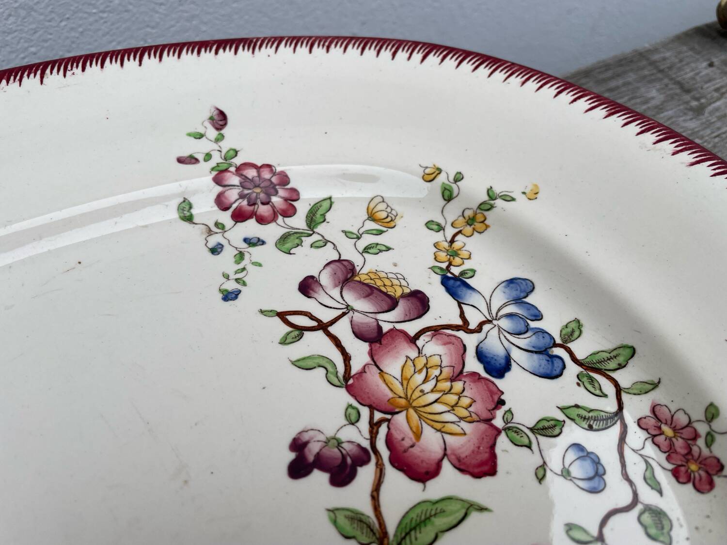 Strasbourg ironstone serving dish with Sarreguemines flowers