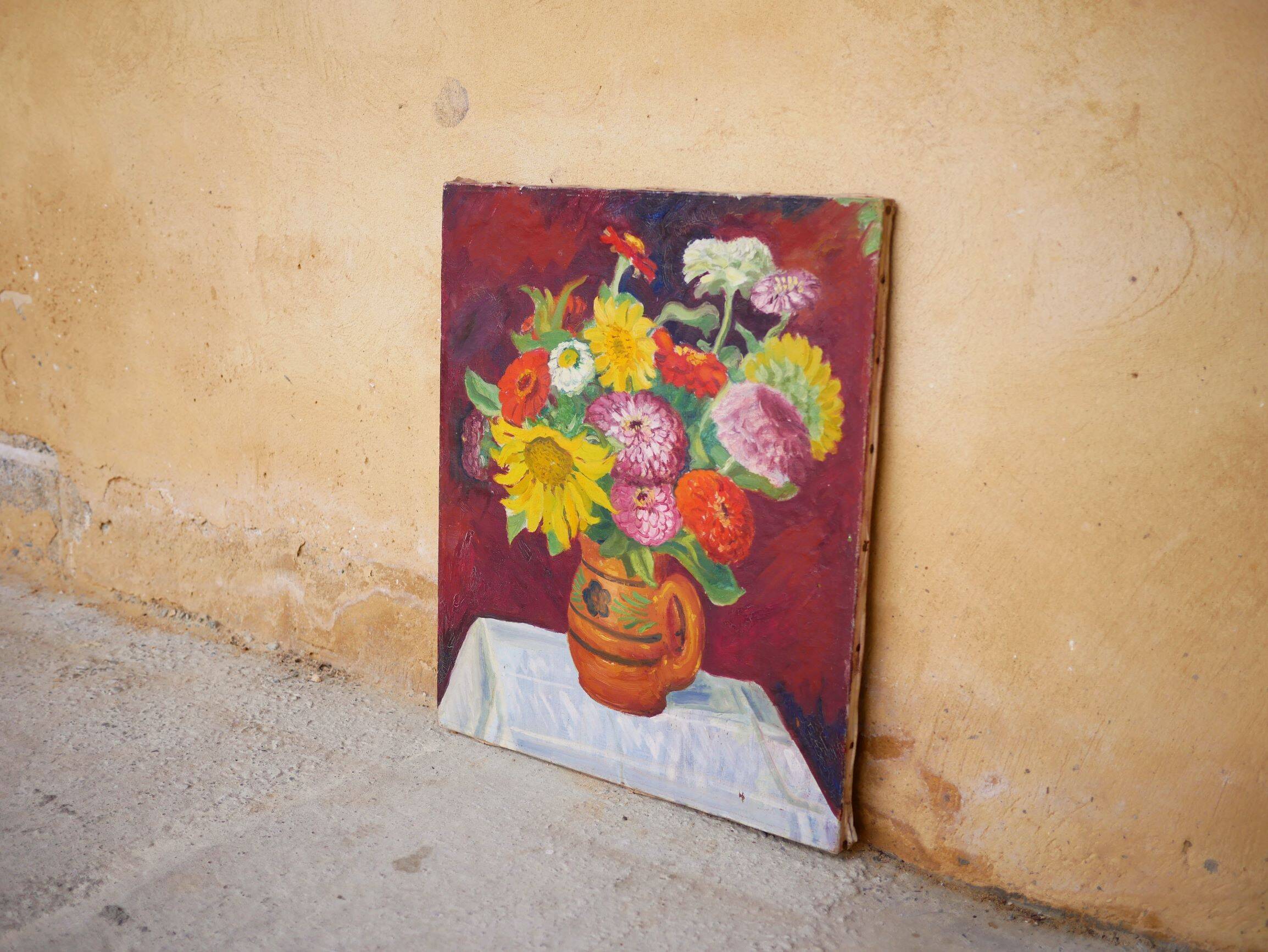 Tableau, peinture sur toile vintage Fleurs