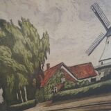 Painting „The Windmill”, Scandinavian design, 1970s