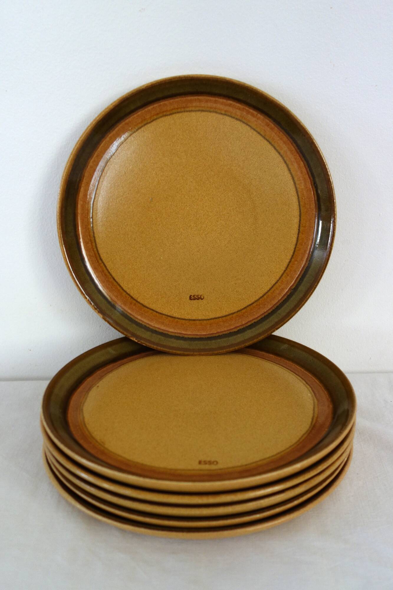 Lot de 6 assiettes céramique publicitaire « Esso »