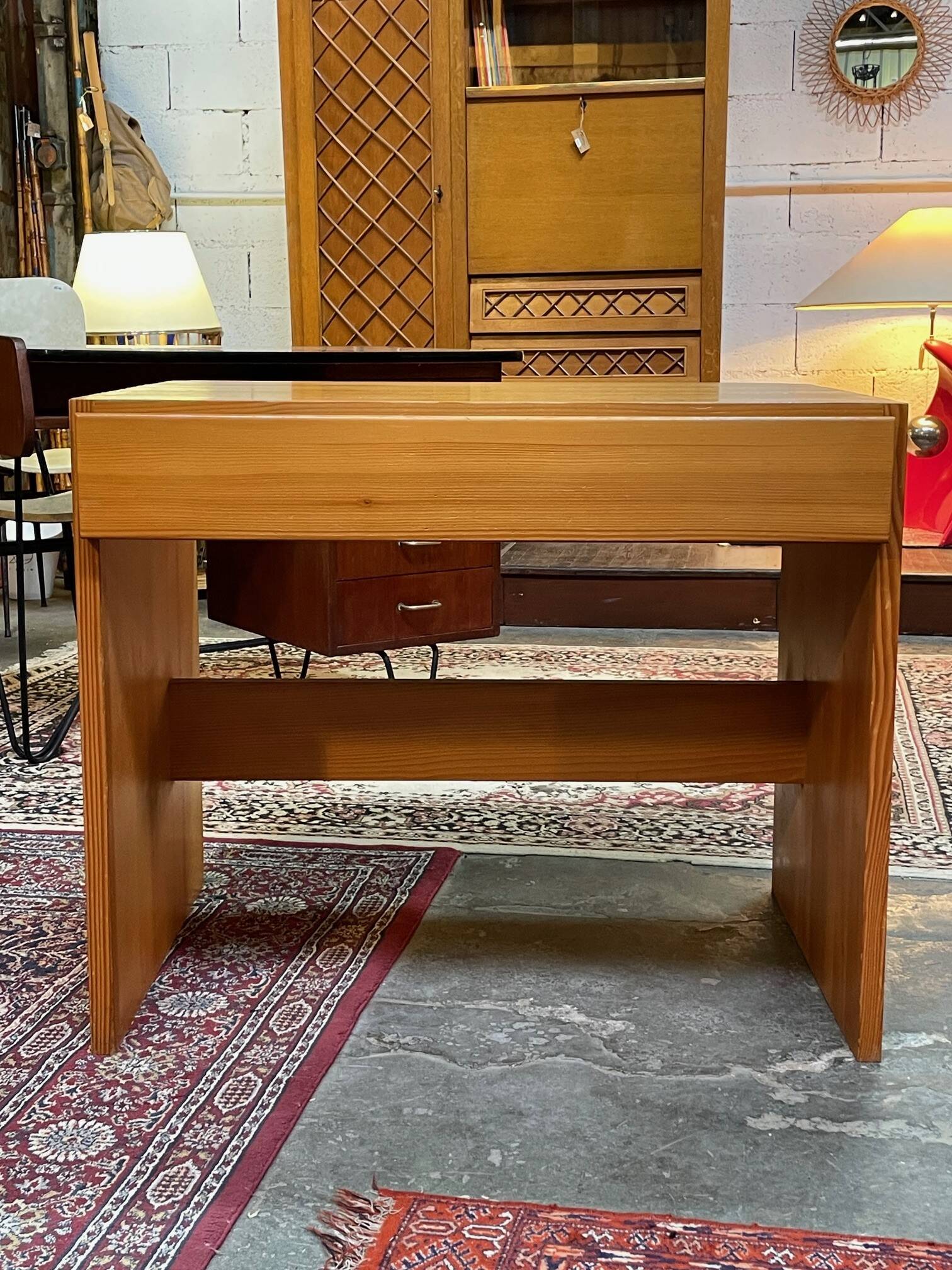 Vintage pine desk by Roland Haeusler for Maison Regain