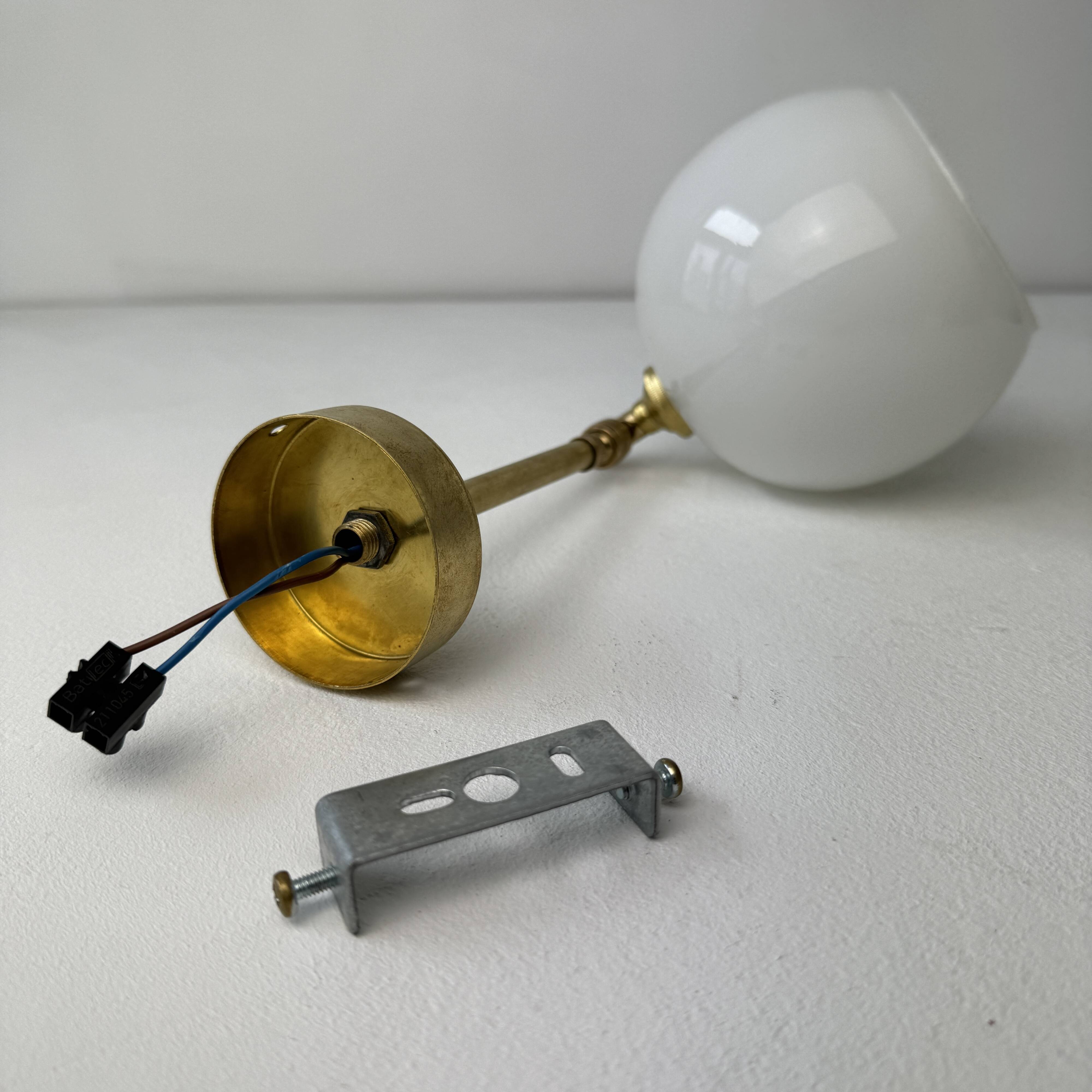 PAIR OF OLD VINTAGE OPALINE AND BRASS Sconces