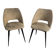 Pair of vintage barrel chairs in boucle fabric with brass splayed legs.