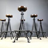 Vintage brutalist wrought iron bar stools, 1970s - set of 6