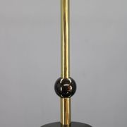 1930s Czech Art Deco brass chandelier with milk glass center and exposed bulbs