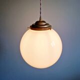 Art Deco pendant light in white opaline, 1920s-30s
