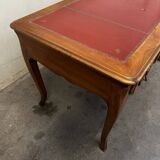Louis XV Style Desk - Cherry Wood - Red Leather Top - with Extensions