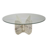 Table basse italienne "Flower" en marbre avec plateau ovale à facettes, années 1970