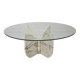 Table basse italienne "Flower" en marbre avec plateau ovale à facettes, années 1970