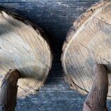 Pair of mountain coffee tables made of logs 1970