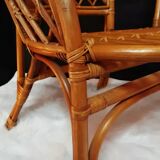 Ensemble de deux fauteuils vintage rotin déco bohème