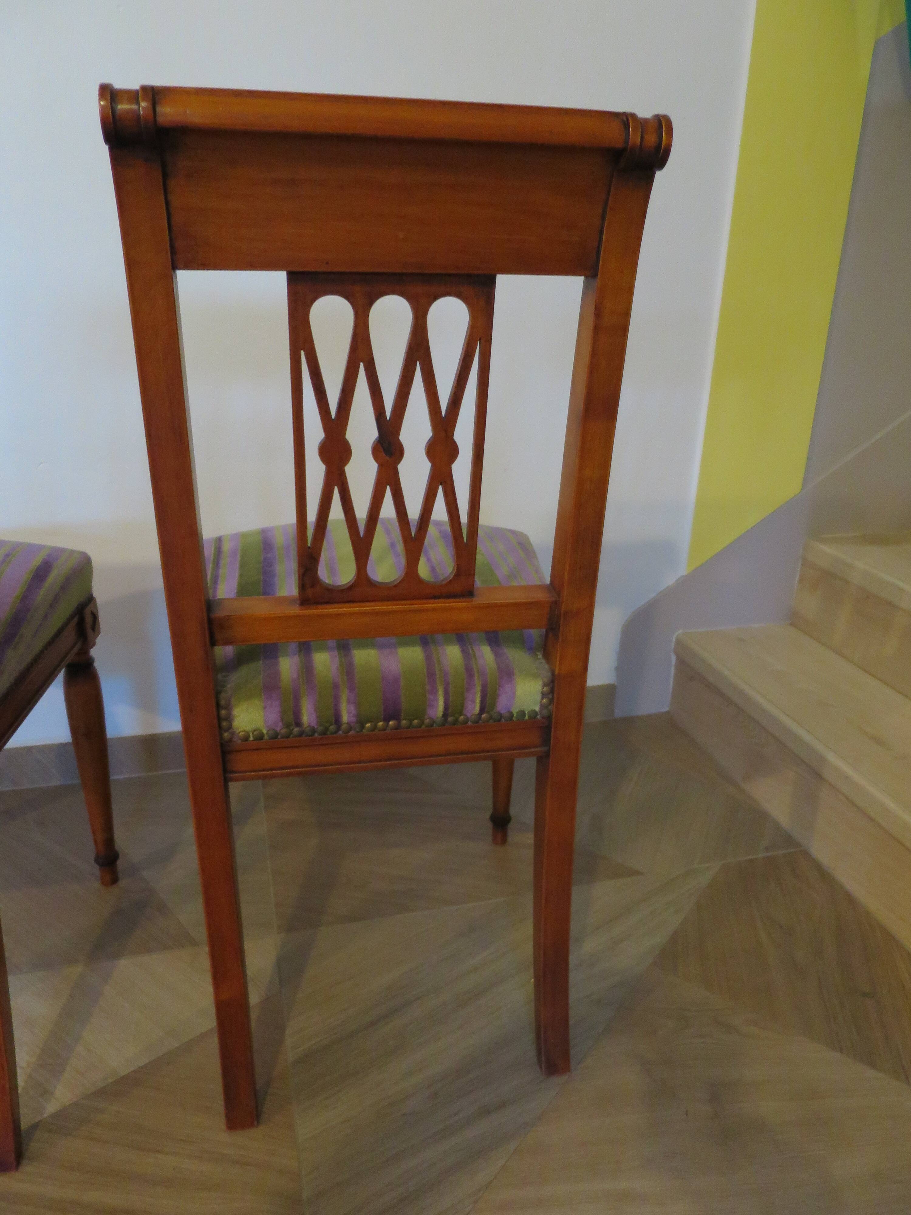 Set of 2 Purple and Green Tapestry Chairs - Cherry