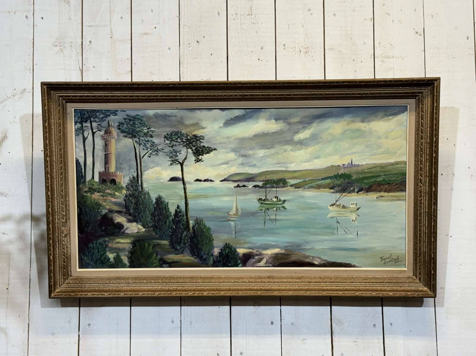 Oil on canvas signed fraval le demazel - bay of paimpol