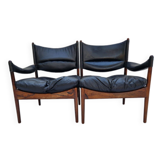 Vintage two-seater modular sofa in rosewood, Modus model, Kristian Solmer VEDEL - 1970s.