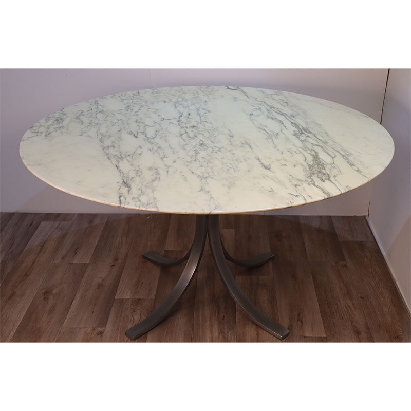 Vintage dining table in marble and steel 1970