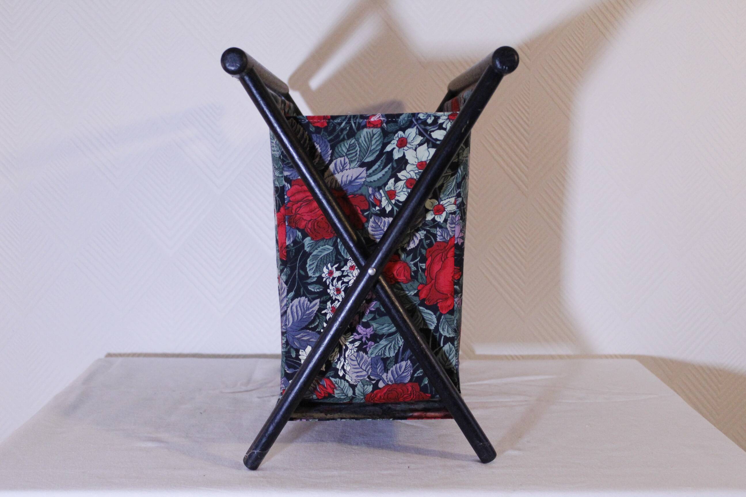Floral fabric magazine rack