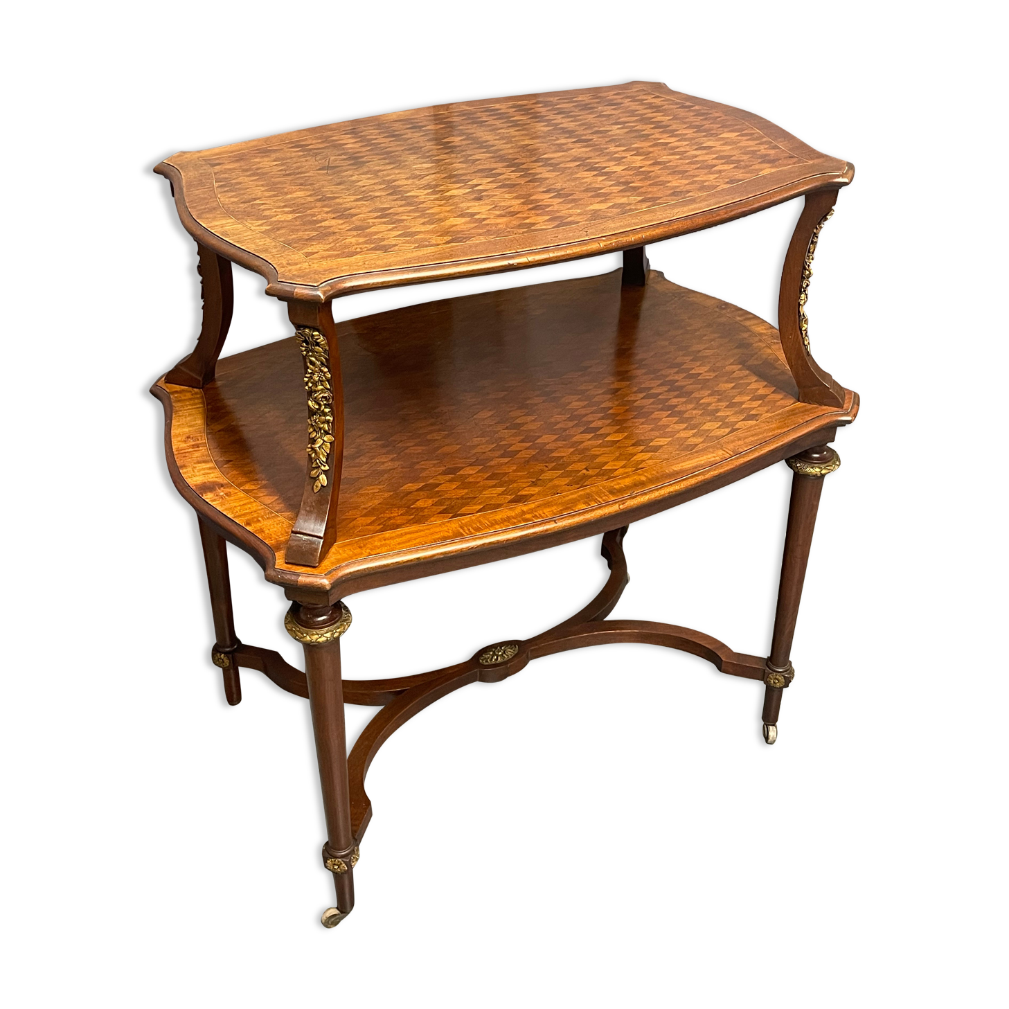 Tea table, marquetry living room table, early 20th century