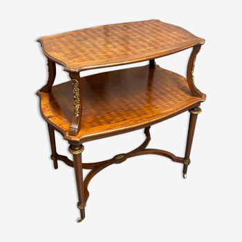 Tea table, living room table in marquetry early twentieth century
